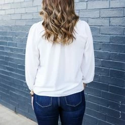 Les Amis The Solid Ruffle Neck Top