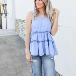 Doe & Rae The Tiered Chambray Tank