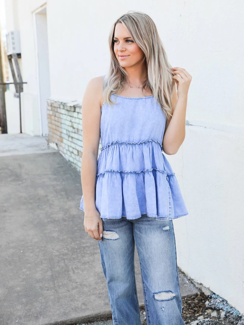 Doe & Rae The Tiered Chambray Tank 3 Doe & Rae The Tiered Chambray Tank