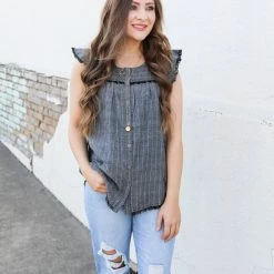 Doe & Rae The Black Chambray Top