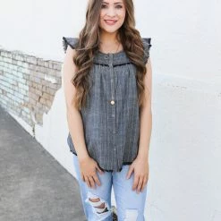 Doe & Rae The Black Chambray Top