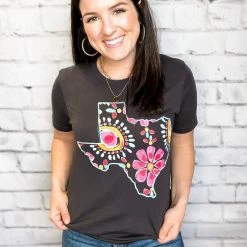 Texas True Threads Callies Floral Texas Tee Graphic Tees & Tanks