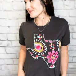 Texas True Threads Callies Floral Texas Tee Graphic Tees & Tanks