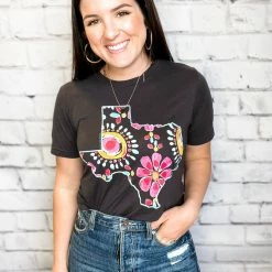 Texas True Threads Callies Floral Texas Tee Graphic Tees & Tanks