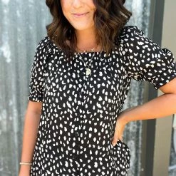 Doe & Rae The Leopard Square Neck Top Small