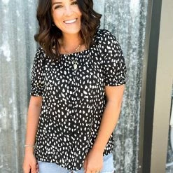 Doe & Rae The Leopard Square Neck Top Small