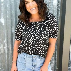 Doe & Rae The Leopard Square Neck Top Small