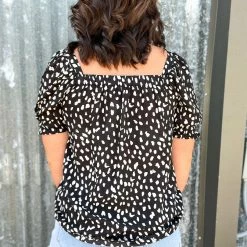 Doe & Rae The Leopard Square Neck Top Small