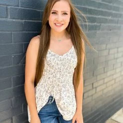 Doe & Rae Small The Smocked Tank