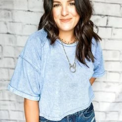 Peach Love California The Denim Boxy Top