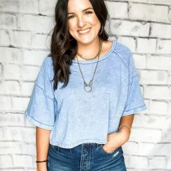 Peach Love California The Denim Boxy Top