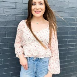 Peach Love California The Floral Peplum Top