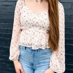 Peach Love California The Floral Peplum Top