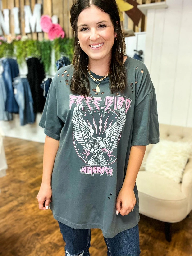 Zutter Free Bird America Oversized Tee Small 5 Zutter Free Bird America Oversized Tee Small