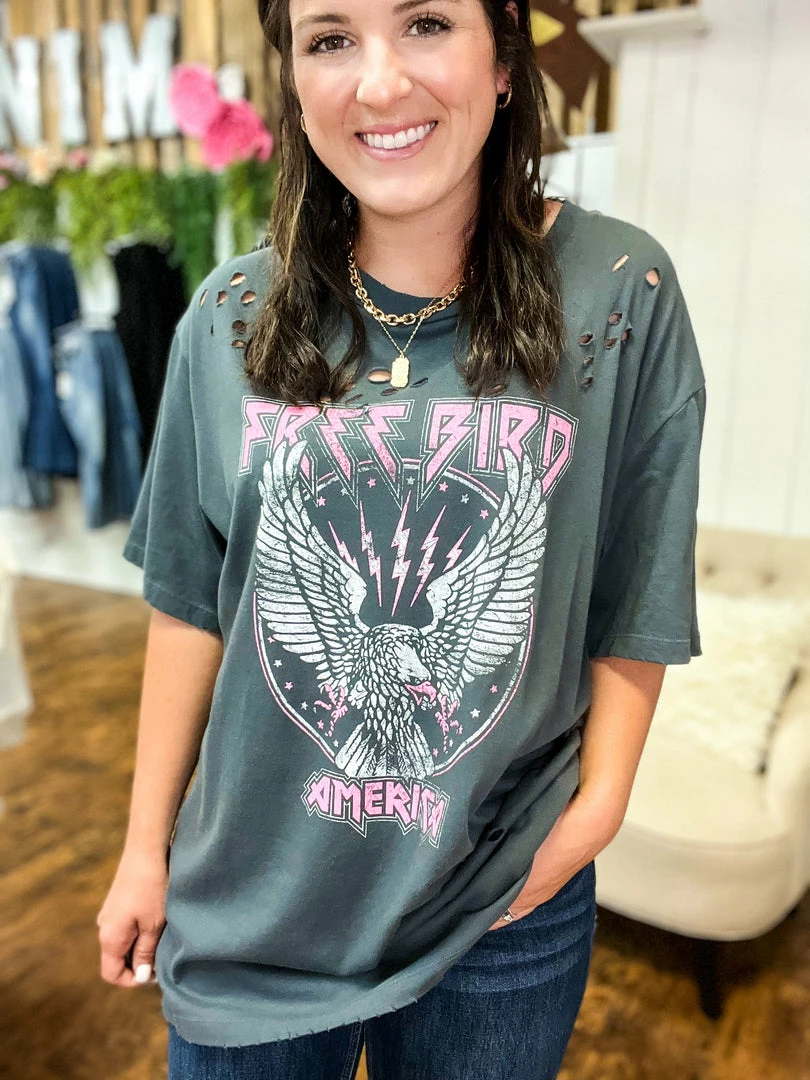 Zutter Free Bird America Oversized Tee Small 3 Zutter Free Bird America Oversized Tee Small