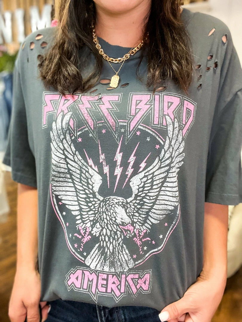 Zutter Free Bird America Oversized Tee Small 6 Zutter Free Bird America Oversized Tee Small