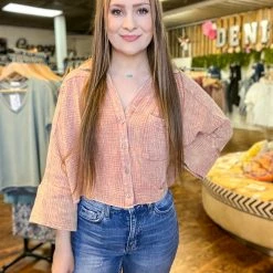 Peach Love California The Loose Mauve Top Small