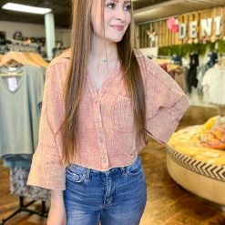 Peach Love California The Loose Mauve Top Small
