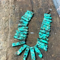 Western Elite Jewelry Leather And Turquoise Chunk Necklace
