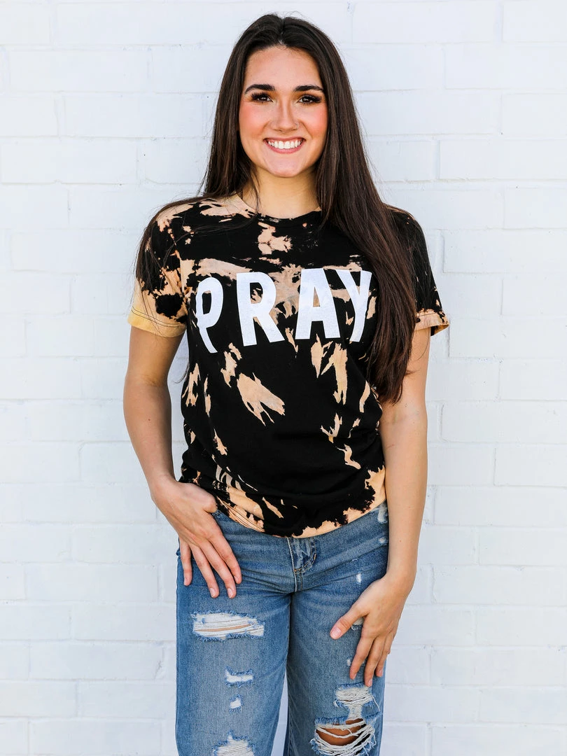 Crazy Cool Threads Pray Bleached Tee 3 Crazy Cool Threads Pray Bleached Tee